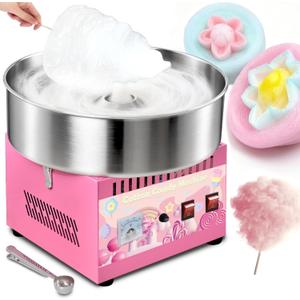 Commercial Cotton Candy Machine 1000W, 3-4 Per Minute, 38cm Stainless Steel Bowl, Easy Double Switch, Sugar Scoop, for Carnival Party Commercial Events (US Plug)