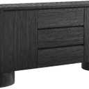 Modway Duval Oval Wood Grain 71 Inch Sideboard with Doors and Drawers in Black