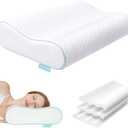 Cervical Neck Pillow, Side Sleeper Pillow for Neck Pain Relief, Adjustable Contour Pillow for Sleeping, Ergonomic Memory Foam Pillow, Orthopedic Cooling Pillow Back Stomach Sleeping, Queen Size (Queen Size: 23.6"L x 13.8"W Medium, White)