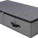 AMJ Extra Length Under Bed Storage Organization Containers for Shoes, Clothing, Bedding, 35.5 x 16.5 x 7, Black Gray