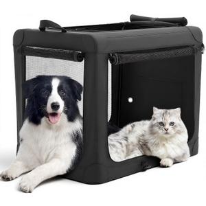 DUMOS Dog Crate 42 Inch Travel Cat Pet Carrier for Extra Large Dog, Portable Foldable Soft Pet Crate with Storage Bag & Washable Pad for Indoor Outdoor Dog Kennel Carrier (XL-80lbs, Black)