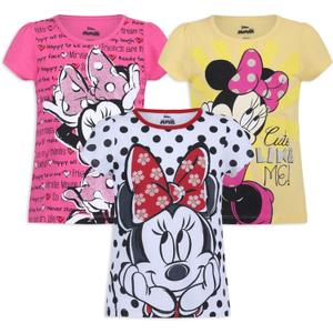 Disney Girls' 3 Pack Minnie Mouse T-Shirts (4)