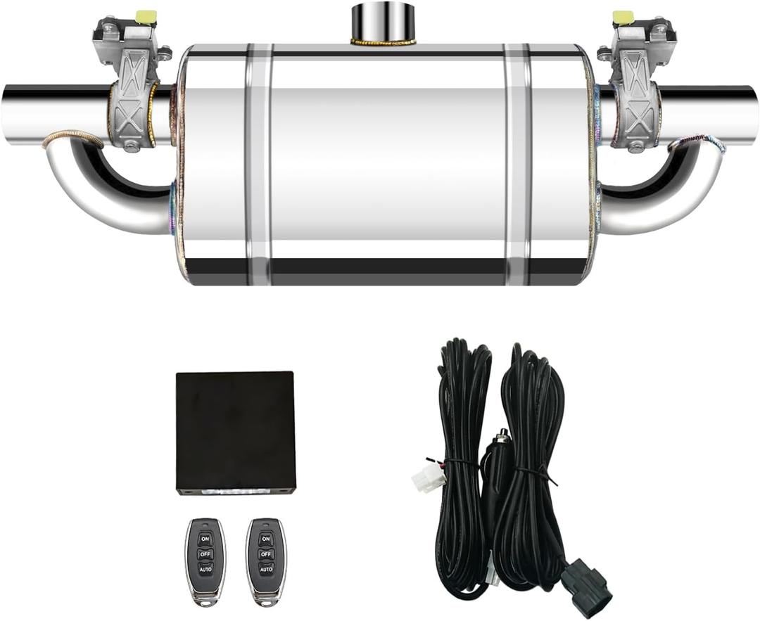 2.5 Inch Valved Muffler Electric Exhaust Cutout with Muffler Cat Back Exhaust System Kit (Dual Valve)