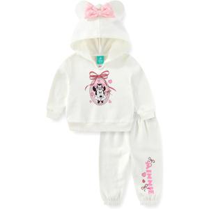Disney Minnie Mouse Baby Girls Hoodie and Pants 2 Piece Set for Newborn and Infant (18 Months, White)