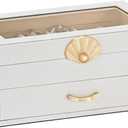 Enthralite Jewelry Box with 1 Drawers: Display Organizer for Earrings Necklaces - Christmas Gifts for Girls Women (White)