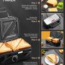 FOHERE Sandwich Maker 3 In 1 Waffle Maker With Removable Plates,1200W Grilled Cheese Maker, 5-gear Temperature Control, Non-stick Coating Easy to Clean, Indicator Lights, Silver/Black