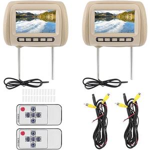 headrest DVD Player 2 Screens, 2pcs Universal 7 in HD Car Headrest Video Players LCD Video Player Control MP5 Display Brown