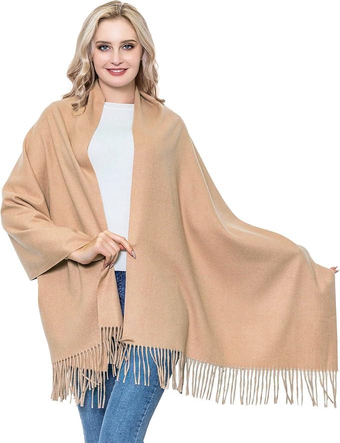 vimate Cashmere Wool Shawl Scarf,Winter Thick Super Soft Pashminas Shawl Wrap Stole (Camel, 28 x 78 inches (70 x 200cm))