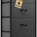 DWVO Storage Tower with 4 Drawers - Fabric Dresser, Organizer Unit for Bedroom, Living Room, Closets - Sturdy Steel Frame, Easy Pull Fabric Bins & Wooden Top, 11.8"D x 17.7"W x 37.4"H