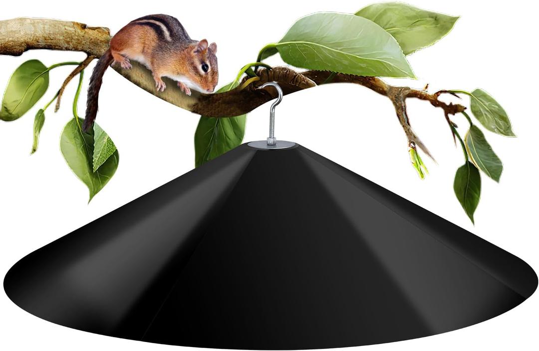 24-inch Large Squirrel Proof Bird Feeders for Outside Hanging,Outdoor Squirrel Baffles for Bird Feeders Pole, Bird House Guard for Outdoor Shepherds Hook, Black Color