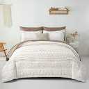 WONGS BEDDING 7 Pieces Brown Comforter Set King Size,Boho Bed in a Bag Geometric Stripe Comforter Reversible Soft Microfiber Bedding Set with Pillowcases & Shams,Flat Sheet,Fitted Sheet