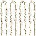 CREATCABIN 4Pcs Flower Arm Wraps Floral Arm Accessories Fairy Floral White Green Vine Leaf Rattan Straw Wrapping Ribbon Garland Wreath Covers for Christmas Costume Cosplay Party DIY Decoration