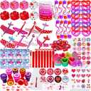 Winlyn 120 Pcs Valentine's Day Stationery Toy Assortment Set Valentine Prizes Rewards Bulk Valentine Goodie Bags Stuffers for Kids Students Valentine Party Favors Treat School Classroom Gift Exchange