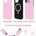 Jusy Compatible with MagSafe Striped Phone Case for iPhone 16 Plus, Cute Aesthetic Magnetic Soft TPU and Hard PC Protective Phone Cover for Women GirlsMatte - Dark Pink