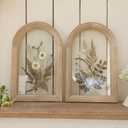 Z&Z ornamentorum Glass Pressed Flower Wood Frame, Set of 1, Flower Botanical Wall Art with Plant for Bedroom Restroom Kitchen Decoration Wall Art