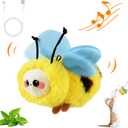 Gigwi Flapping Interactive Cat Toy, Automatic Simulated Chirping Cat Toy, Electric Rechargeable Catnip Cat Enrichment Toys for Indoor Cats, Touch Activated Kitten Toy Bee Design