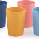 MASTERCOOK 6 Pcs. Small Reusable Cups 8 oz Unbreakable Drinking Glasses -Toddler Cups for Water, Juice, MilkBPA Free Stackable Tumblers Plastic Cup set for Kitchen, Picnics, Parties- Kid-Friendly