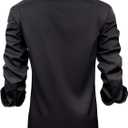 J.VER Men's Casual Long Sleeve Stretch Dress Shirt Wrinkle-Free Regular Fit Button Down Shirts (Black, L)