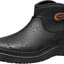 TENGTA Unisex Waterproof Garden Shoes Mens Lightweight Slip-On Rain Mud Boots for Women Lawn Mowing Booties (10.5 Women/9.5 Men, Black)