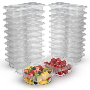 Reusable Snack Containers with Lids 10 Pack Double Compartment Portion Control Snack Containers Leakproof Divided Food Storage Cups Stackable Travel Snack Pack Containers
