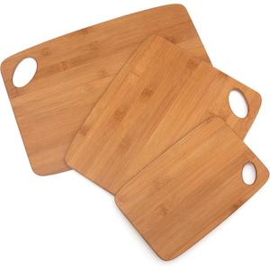 Lipper International Bamboo Wood Thin Cutting Board with Oval Hole in Corner, Assorted Sizes, Set of 3