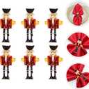 6Pcs Nutcracker Napkin Rings Metal Christmas Napkin Buckle Decoration for Holiday Dining Table Party Wedding Tabletop Decor