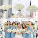 Rowfad 12 Pcs Artificial Chrysanthemums Flowers Silk Ball White Flowers Fake Mums Spring Flowers for Valentine's Day Wedding Home Decor (12, White)