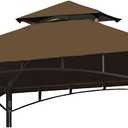 Grill Gazebo Replacement Canopy Top - Wonwon 5x8 Gazebo Roof Double Tiered Outdoor BBQ Roof Cover Grill Shelter Only Fit for Model L-GG001PST-F (Brown)