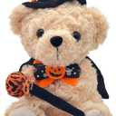 Teddy Bear Stuffed Animal Wizard Bear - Wizard Plush Toy for Party Decorations - 8 Inch Cute Orange Bear Plushies Stuffed Animal with Pumpkin Hat & Magic Wand