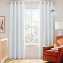 NICETOWN Natural 100% Blackout Linen Curtains 84 inch Long Burg for Living Room, 2 Panels, 52" Wide, Farmhouse Thick Completely Blackout Window Treatment Thermal Insulated Warm Drapes for Winter