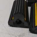 ROBLOCK 2 Pairs Wheel Chocks Heavy-Duty Rubber Wheel Block Non-Slip Base with Nylon Rope Yellow Reflective Tape - 4 Pack Wheel Stopper for Travel Trailers, Car, Camper, Truck, Black