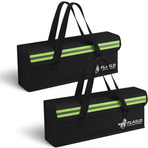 FLASLD 2-Pack Lipo Fireproof Bag Ebike Accessories Battery Charging Case Charge Explosionproof Bag Large Capacity Lipo Battery Storage Guard Safe Box (19.3 x 4.3 x 7in), Black