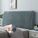 DUJUIKE Velvet Headboard Slipcover for Queen Bed, Stretch Bed Headboard Cover, Dustproof Protector Cover for Upholstered Bedroom Headboard, Velvet Soft Comfortable Fabric (Dark Grey) (Queen Headboard Length (59"-67"))