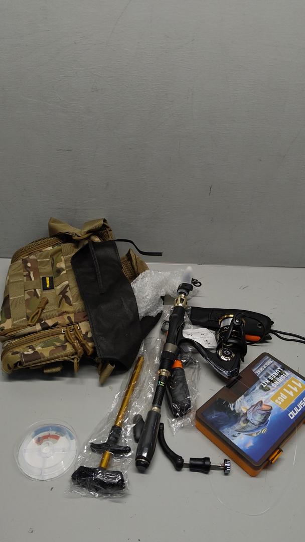 PLUSINNO Fishing Backpack with Fishing Rod and Reel Combos Tackle Boxes, Waterproof Tackle Backpack for Fishing Gear with Rod Holder, Fishing Gifts for Men with Fishing Tool Kit...