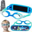 Vvinca Kids Swim Goggles with Fabric Strap No Tangle Pain-Free, Anti-Fog Swimming Pool Goggle No Leak for Toddlers Girls Boys (01-light Green Blue)