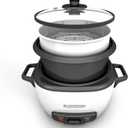 BLACK+DECKER 16-Cup Rice Cooker, RC516, 8-Cup Uncooked Rice, Steaming Basket, Removable Non-Stick Bowl, One Touch