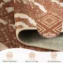 Area Rug 8x10 Rug Machine Washable Non-Slip Low Pile Print Pattern Western Rug for Living Room Bedroom Entryway Tribal Series -Yellowbrown/Cream