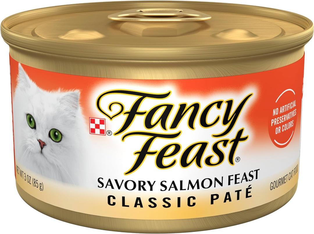 Purina Fancy Feast Salmon Feast Classic Grain Free Wet Cat Food Pate - (Pack of 24) 3 oz. Cans (EXP 11/01/27)