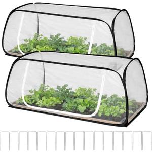 2Pack 45''x22''x18'' Pop Up Raised Garden Bed Cover -Instant Plant Protection Against Bird, Pests & Squirrel，Plant Net Cover for Raised Bed with Zipper Door for Protecting Vegetable Row