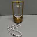 Portable Metal Table Lamp for Indoor/ Outdoor , Rechargeable Cordless LED Lamp, 3-Colour Infinitely Dimming Battery Powered Small Desk Lamp, Restaurant/ Bedroom/ Bar/ Coffee Shop/ Camping Light (Gold)