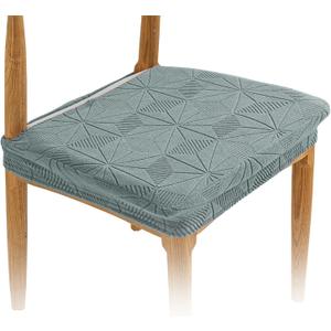 Seat Covers For Dining Chairs - Stretch Jacquard Chair Seat Covers Slipcover Set of 2, Removable Washable Chair Seat Protector for Dining Room, Kitchen, Restaurant, Banquet, No Rear, Pine Green