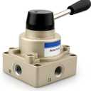 Baomain Rotary lever hand valve HV-02 PT1/4 Air Flow Control 3 Position 4 Way