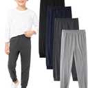 Cvaoo 4 Pack Boys m Cotton Pants - Boys Long Underwear Thermal Pants Bottom Joggers for Sports Everyday Activities