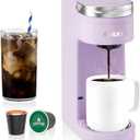 CHULUX Slim Single Serve Coffee Maker for K Pods, One Cup Coffee Maker Fits 7.3" Travel Mugs, Coffee Machine with 6 to 12oz Brew Sizes, Lavender