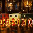 Casino 6.3" Movie Night Letters Sign Party Decor Battery Powered Marquee Lighted Sign LED Alphabet Letter Lights for Xmas Casino Theme Party Birthday Home Tabletop Decor Supplies Xmas Gifts