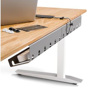 PAMO Cable Management Under Desk for Easy mounting Under-Table I Set of 3 - with 10X Cable Ties I Desk Organizer for Office/Home Office Table Thoughtful Cable Tray Holder (Grey)