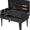 Portable Black Square Charcoal Grill Cast Iron