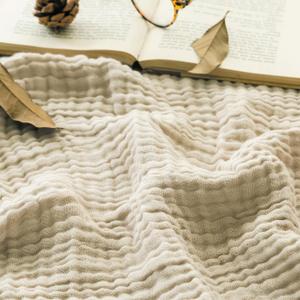 EMME Muslin Cotton Blanket King Size Adults Bed Layering Beige 108" x 90"