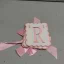 Oudain Pink and White Bow Happy Birthday Banner Garland Pink Bow Birthday Party Decorations Coquette Scalloped Embroidered First Party Cake Smash Prop for Women Baby Shower High Chair Decor