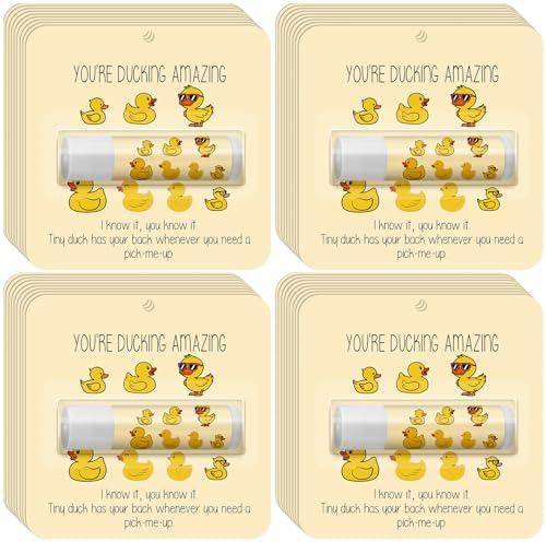 Sacubee 27 Pack Employee Appreciation Gifts Bulk Lip Balms, Thank You Gift for Staff Team Teachers Volunteers, You're Amazing Duck Theme Lip Balms for Office Event Appreciation Favor(Assorted Flavor)